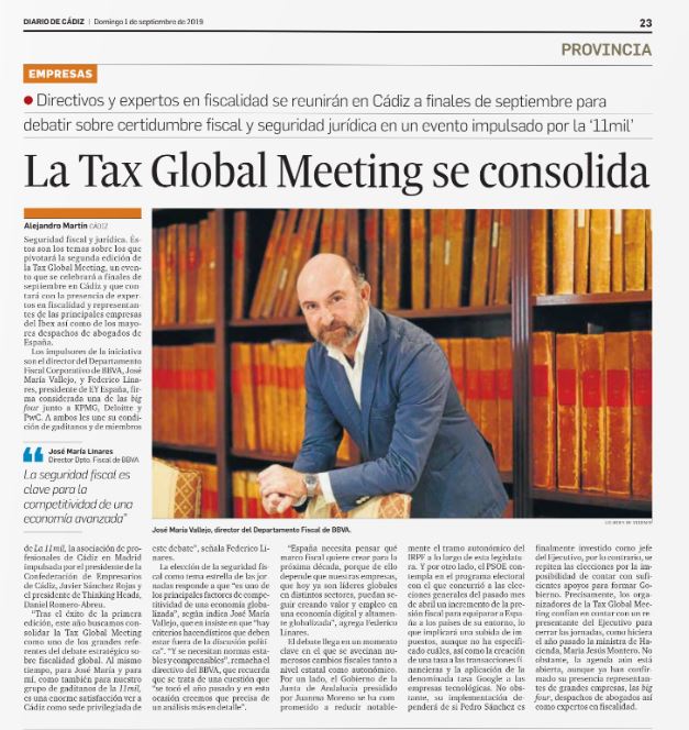 Cádiz será de nuevo sede de la Tax Global Meeting